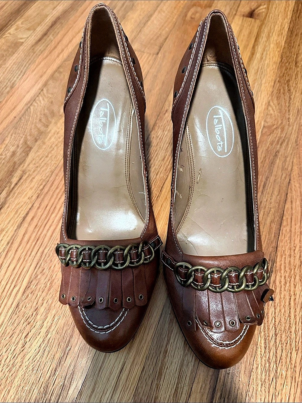 Talbots Brown Chain Detail Heels Size 7